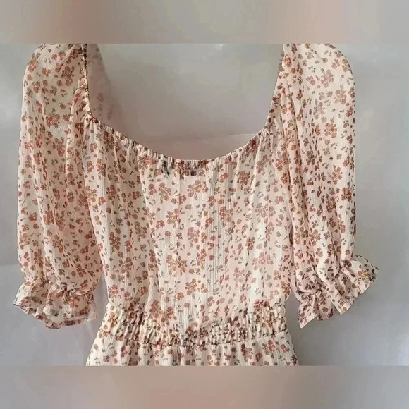 Trixxi Burnt Orange and Cream Floral Dress, size medium - Picture 10 of 11